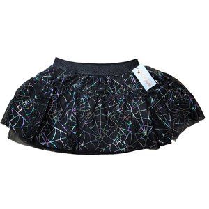 Cat and Jack NWT halloween spiderweb rainbow metallic tutu skirt size small 6/7